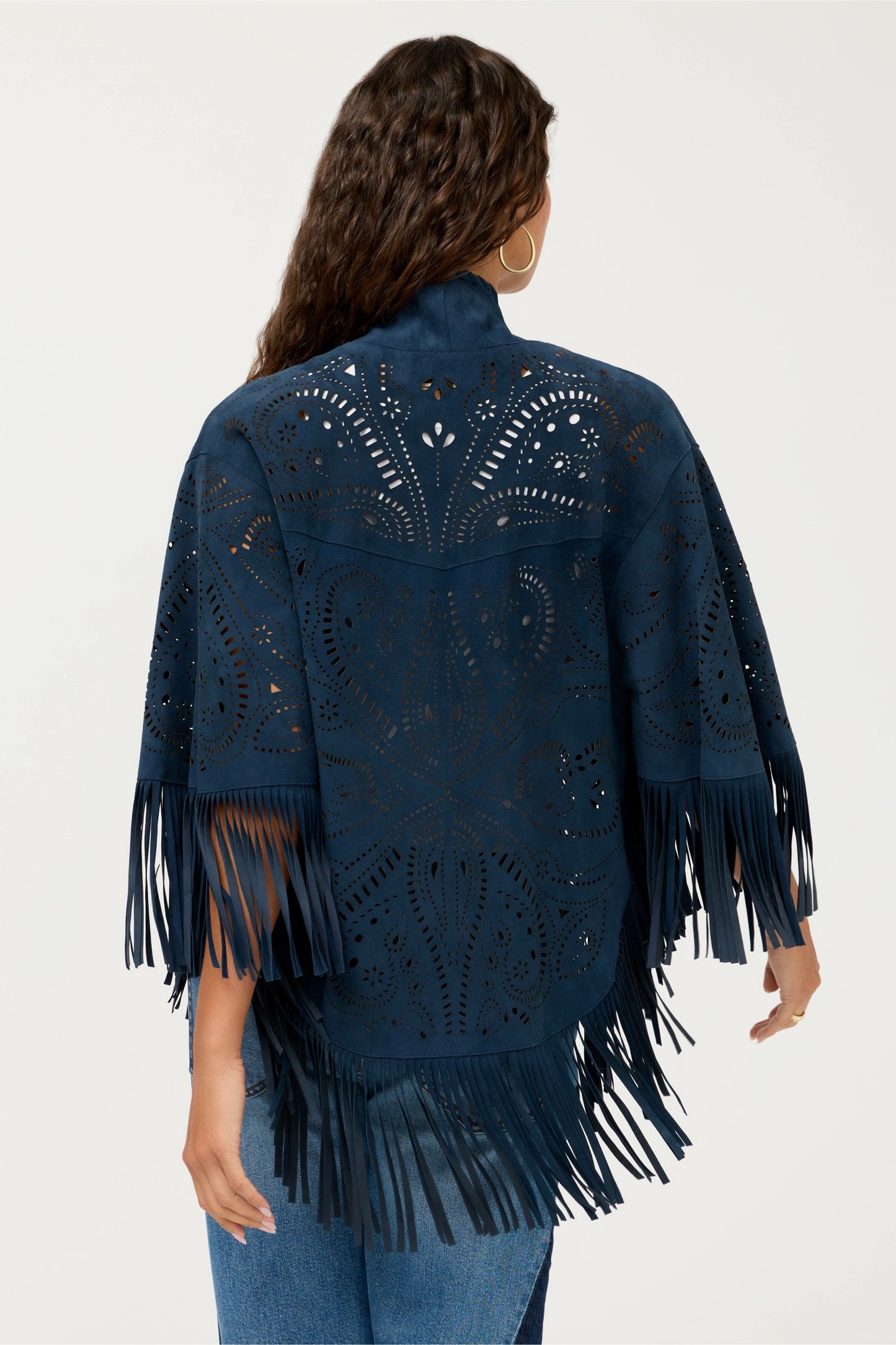Johnny Was LASER CUT ITALIAN SUEDE PONCHO