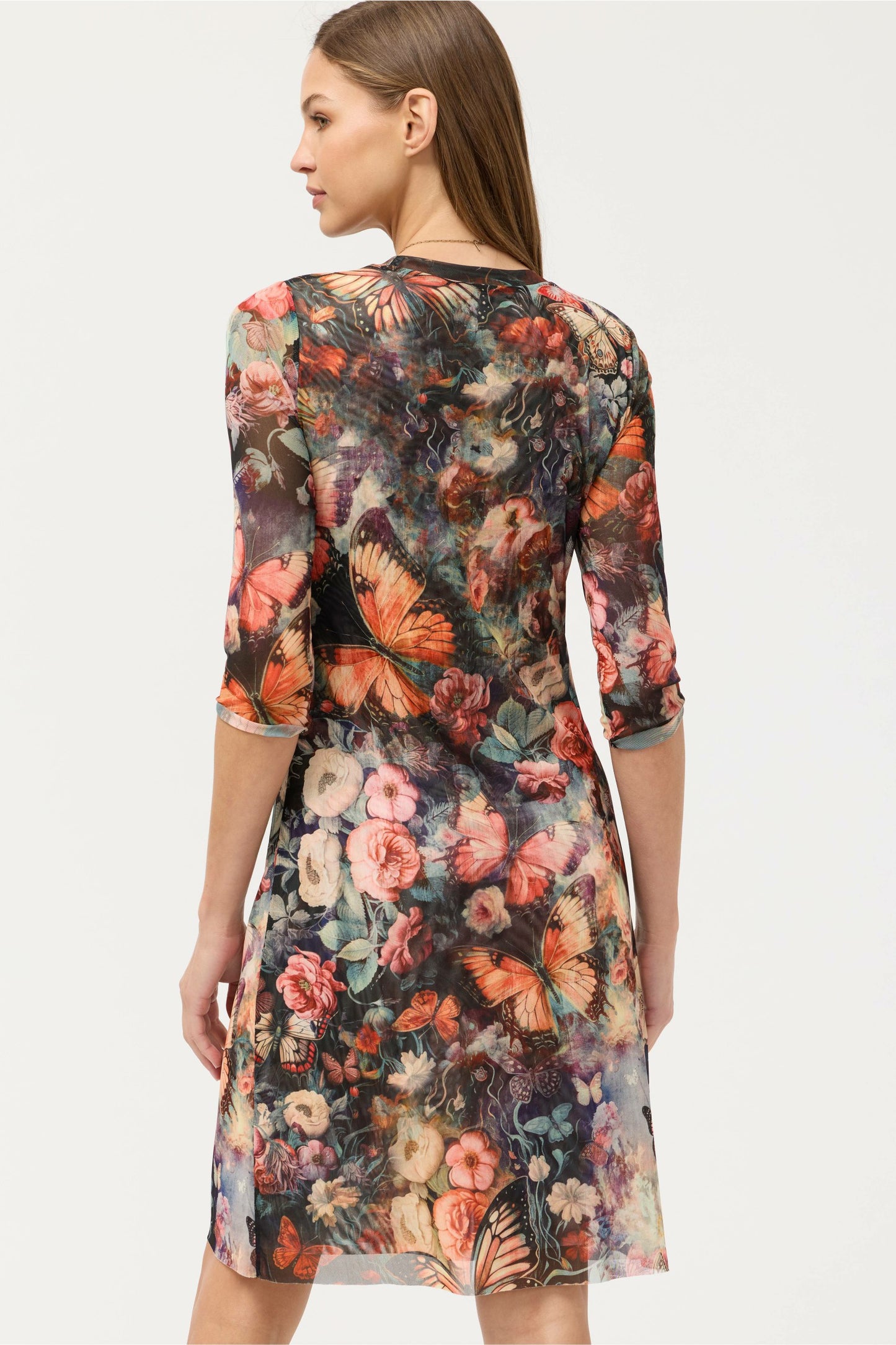 Johnny Was 3/4 SLEEVE MESH MIDI DRESS