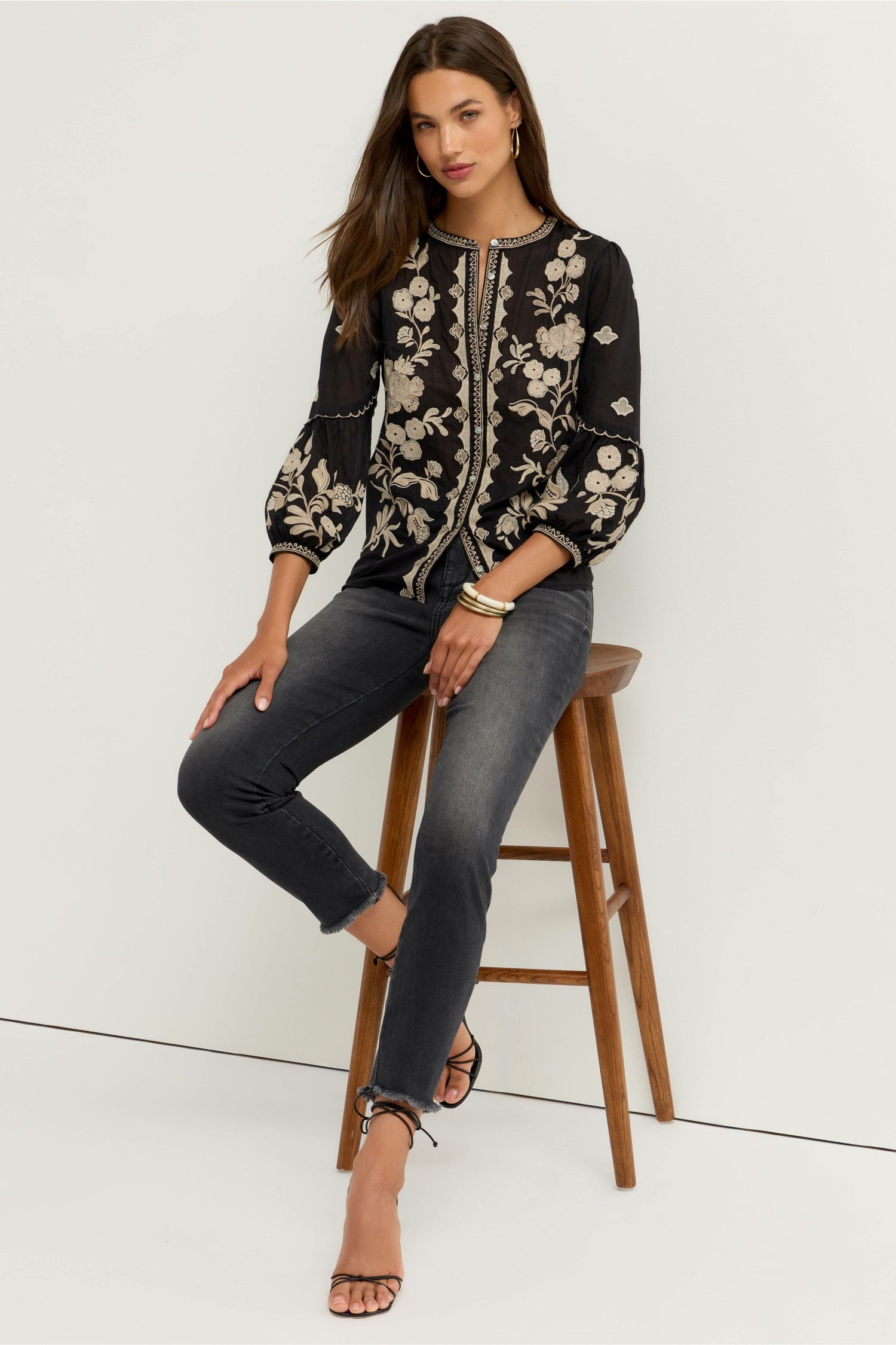 Johnny Was SCALLOP SLEEVE BLOUSE