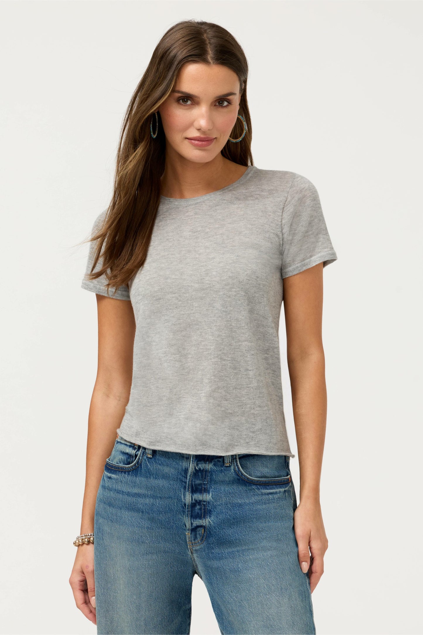 Johnny Was CASHMERE SHORT SLEEVE CREWNECK