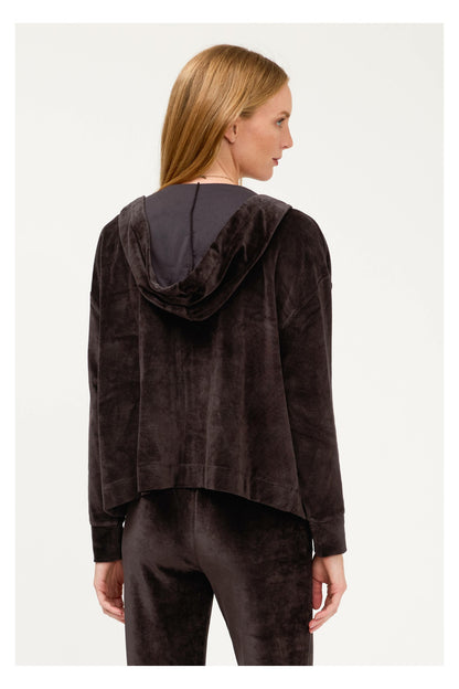 Johnny Was ESSENTIALS VELOUR LONG SLEEVE ZIP FRONT HOODIE