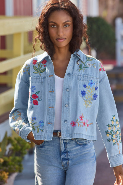 Johnny Was BEATRIX CROPPED DENIM JACKET