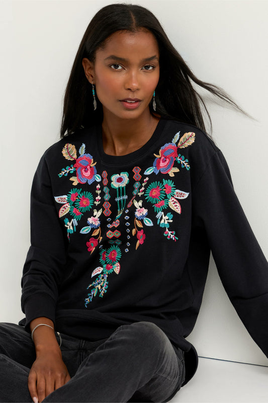 Johnny Was HIGH LOW CREW NECK SWEATSHIRT