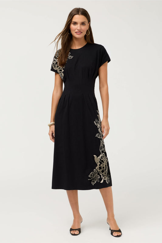 Johnny Was PLEATED WAIST KNIT DRESS
