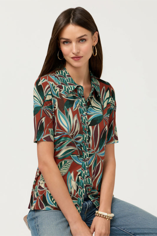 Johnny Was THE JANIE FAVORITE FITTED ELBOW SLEEVE BUTTON DOWN