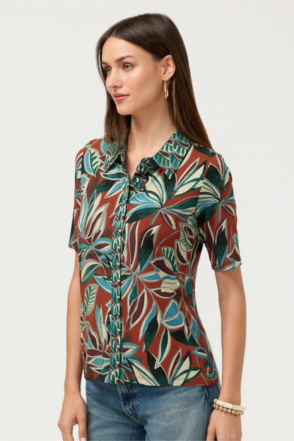 Johnny Was THE JANIE FAVORITE FITTED ELBOW SLEEVE BUTTON DOWN