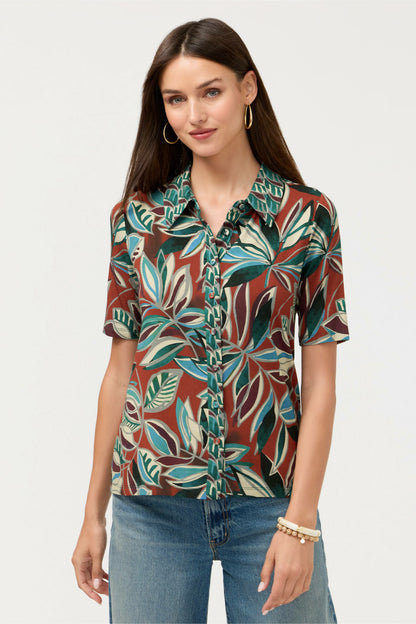 Johnny Was THE JANIE FAVORITE FITTED ELBOW SLEEVE BUTTON DOWN