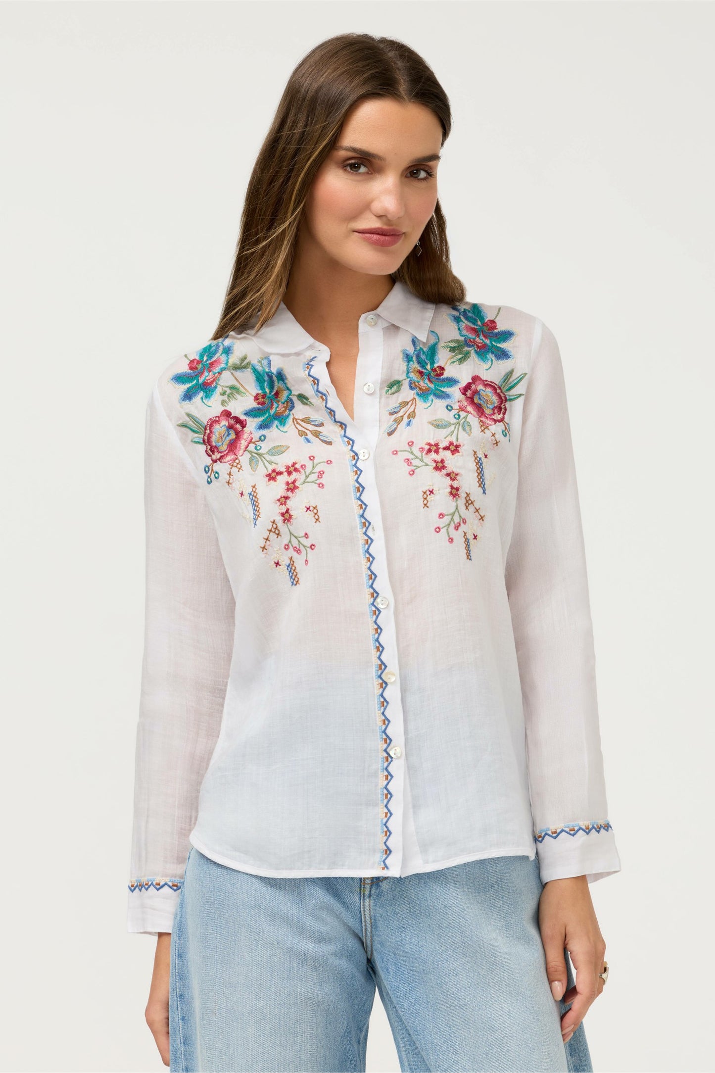 Johnny Was CONTRAST BINDING SHIRT