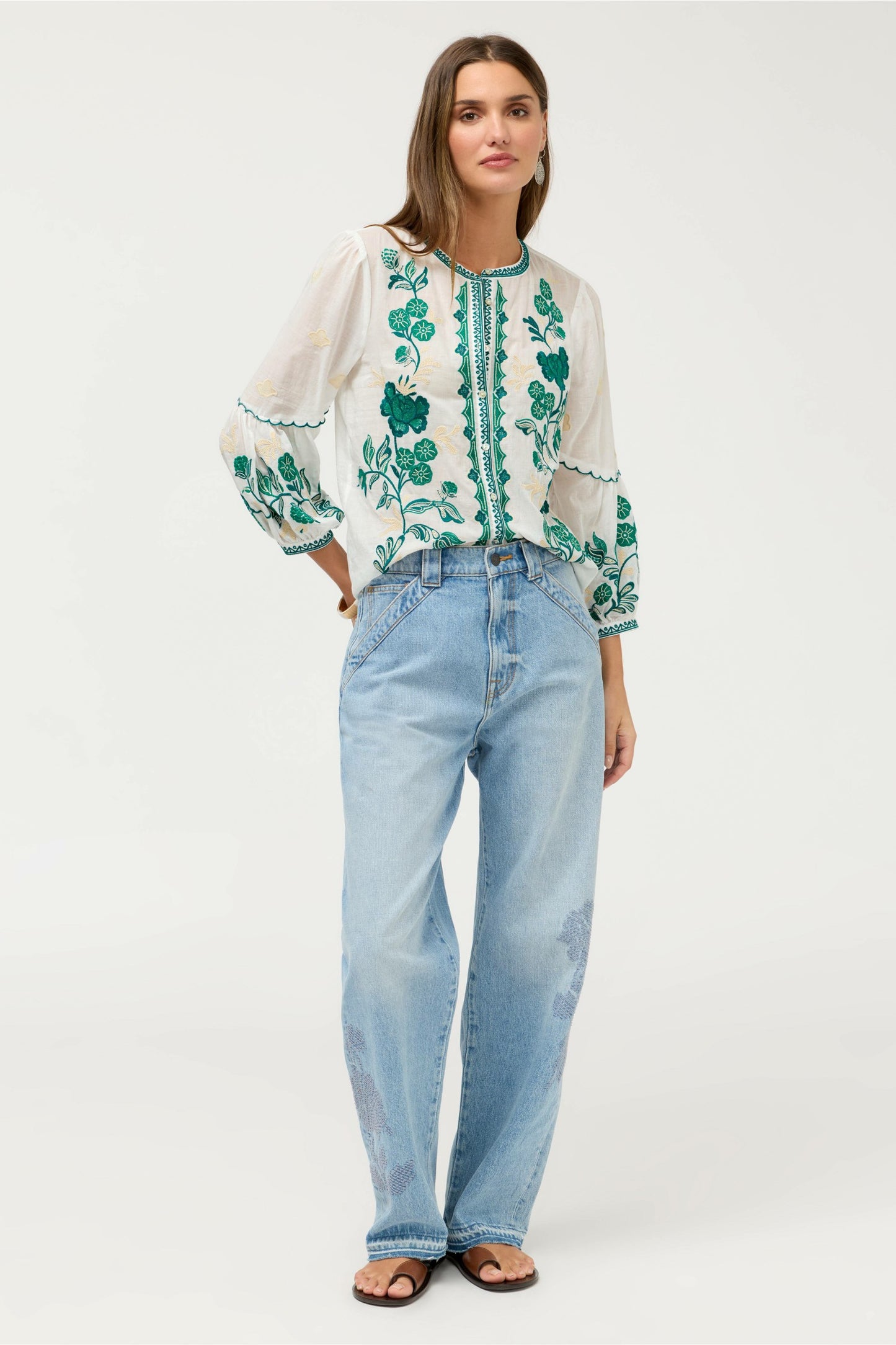 Johnny Was SCALLOP SLEEVE BLOUSE