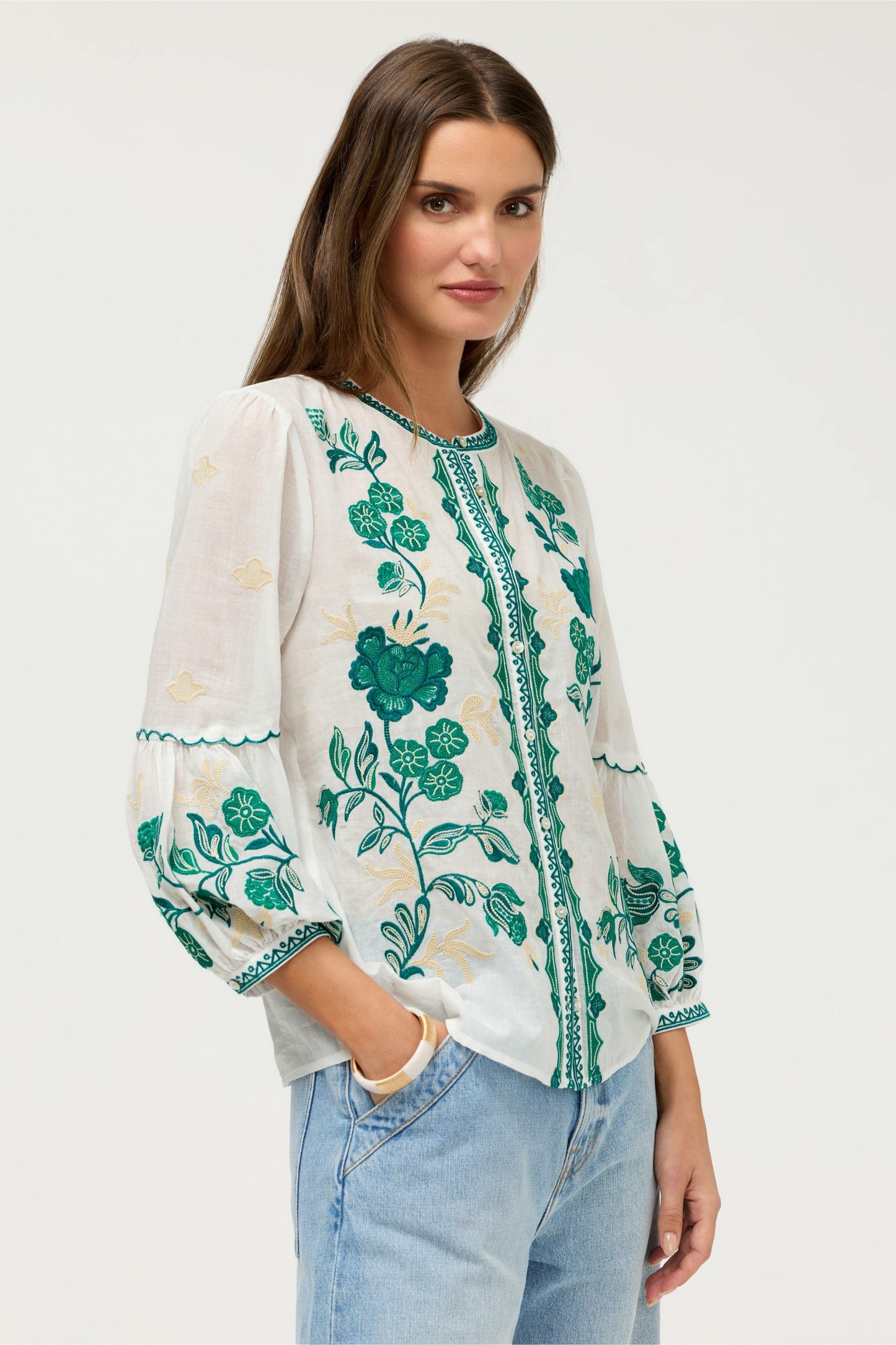 Johnny Was SCALLOP SLEEVE BLOUSE