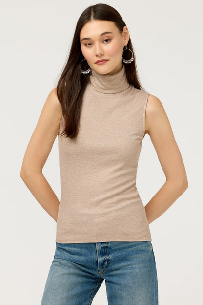 Johnny Was ESSENTIALS SOFT TOUCH METALLIC SLEEVELESS TURTLENECK