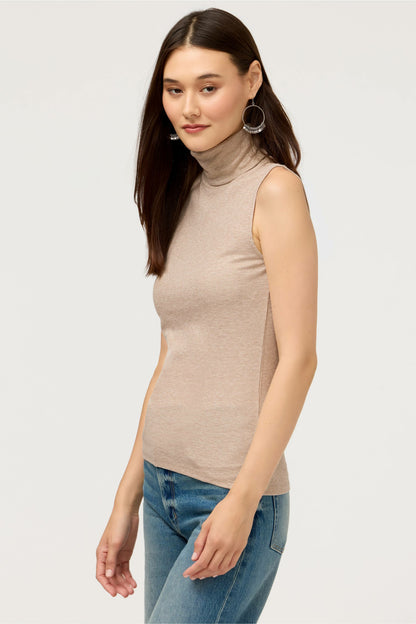 Johnny Was ESSENTIALS SOFT TOUCH METALLIC SLEEVELESS TURTLENECK