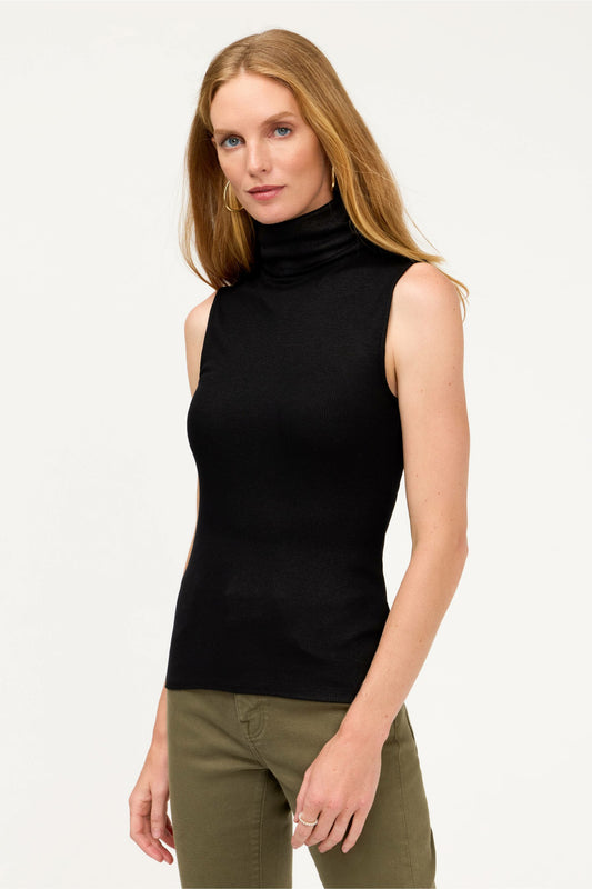 Johnny Was ESSENTIALS SOFT TOUCH METALLIC SLEEVELESS TURTLENECK