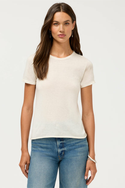 Johnny Was CASHMERE SHORT SLEEVE CREWNECK