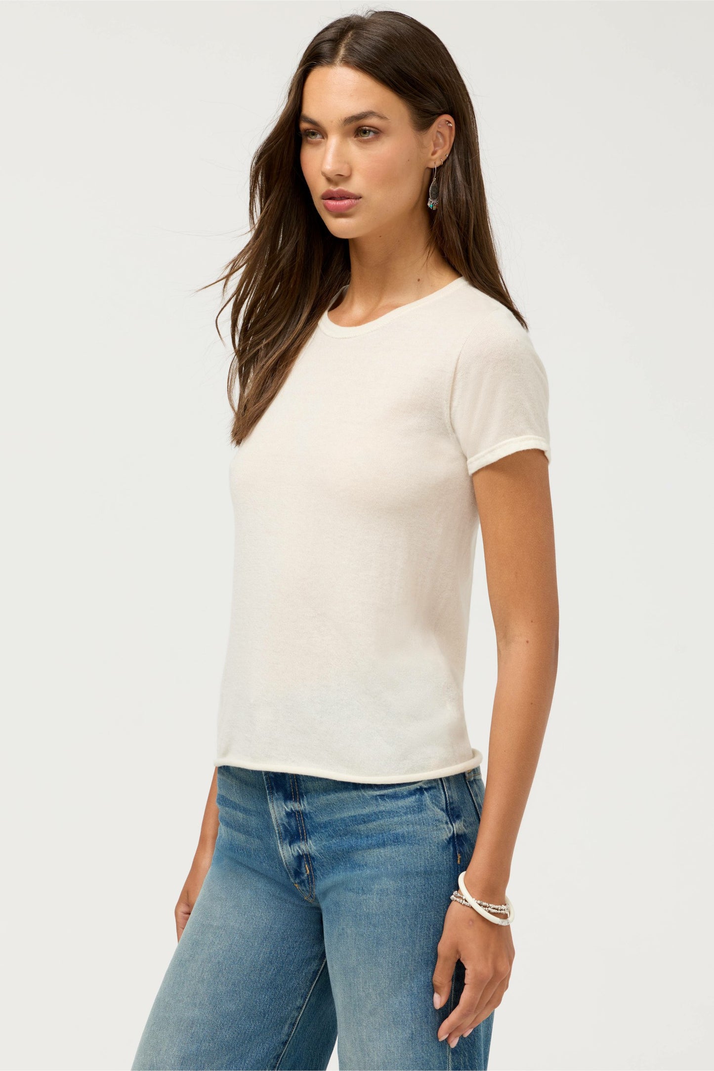 Johnny Was CASHMERE SHORT SLEEVE CREWNECK