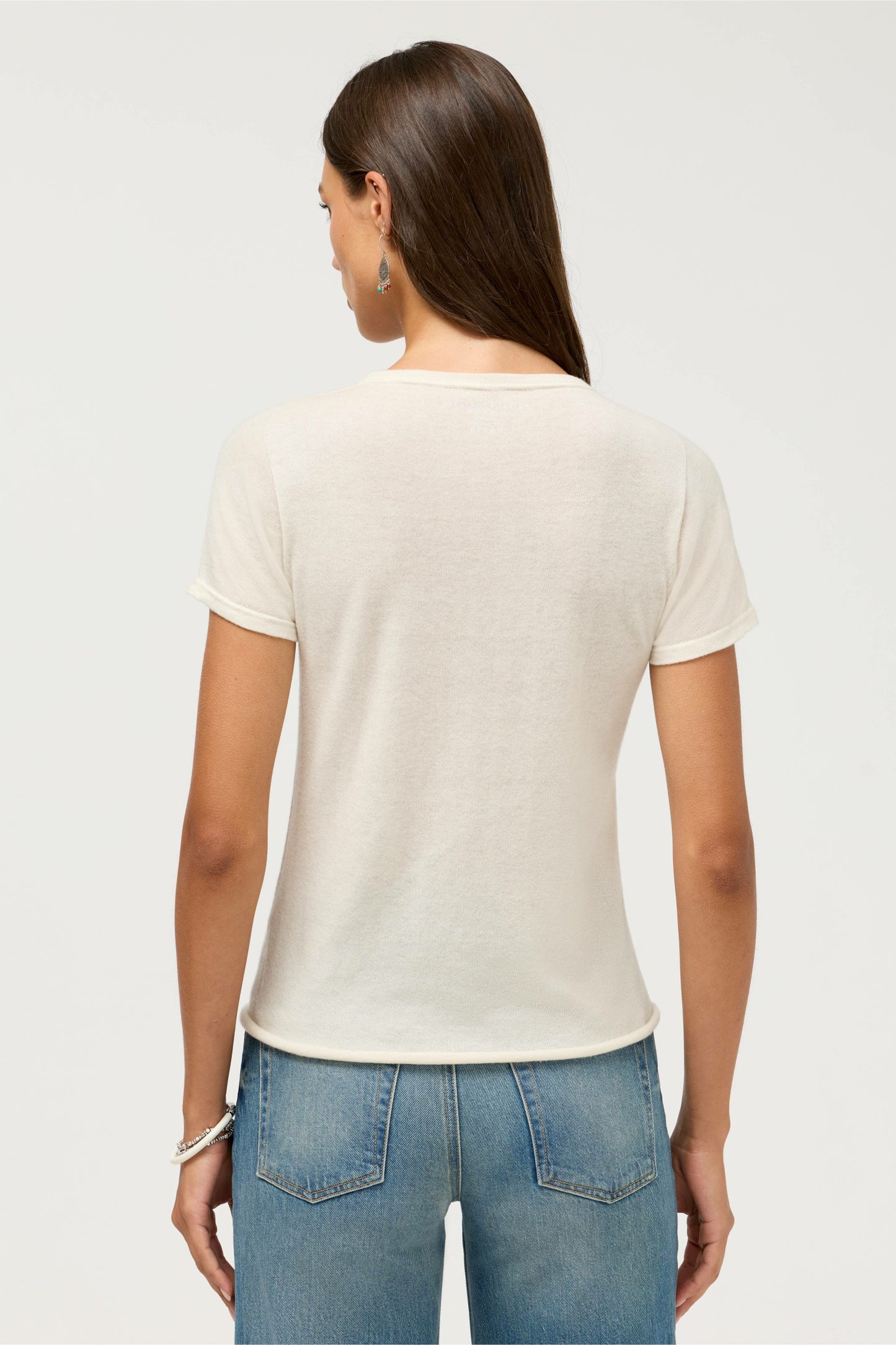 Johnny Was CASHMERE SHORT SLEEVE CREWNECK