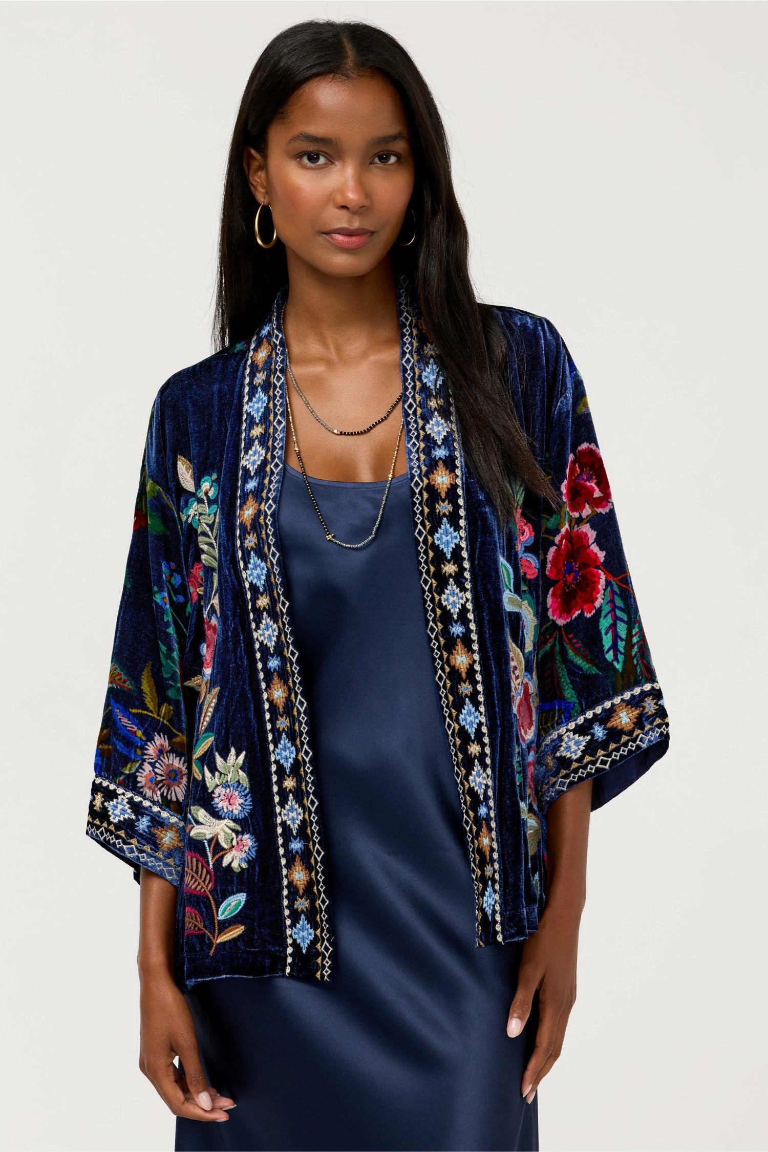 Johnny Was VELVET CROPPED KIMONO