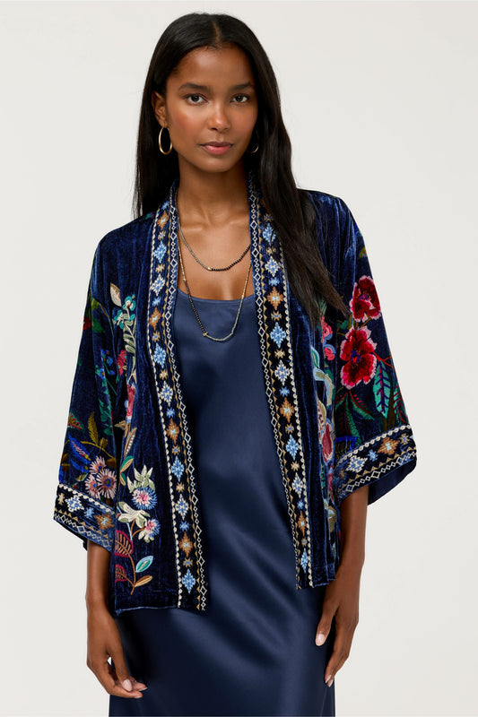 Johnny Was VELVET CROPPED KIMONO