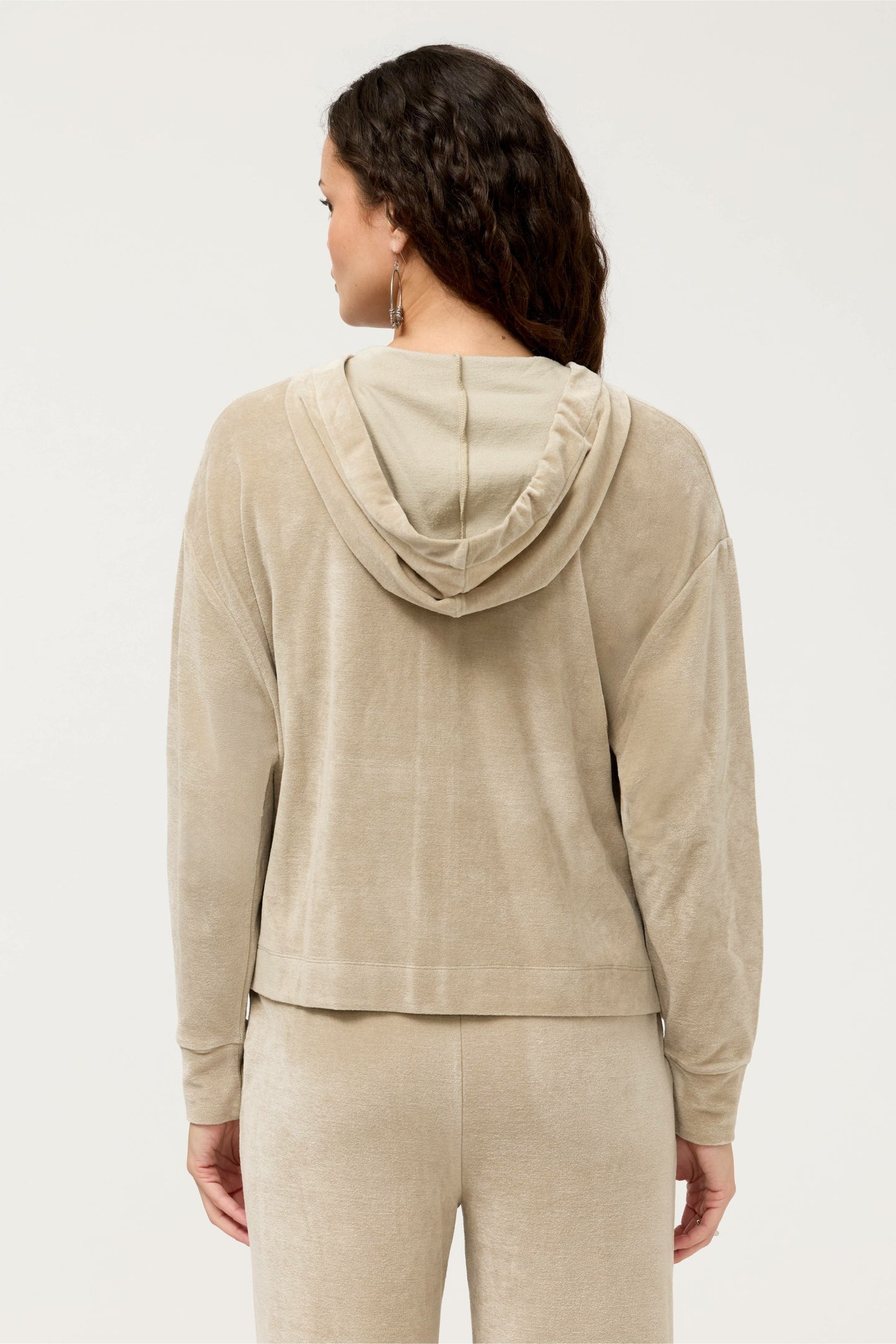 Johnny Was ESSENTIALS VELOUR LONG SLEEVE ZIP FRONT HOODIE