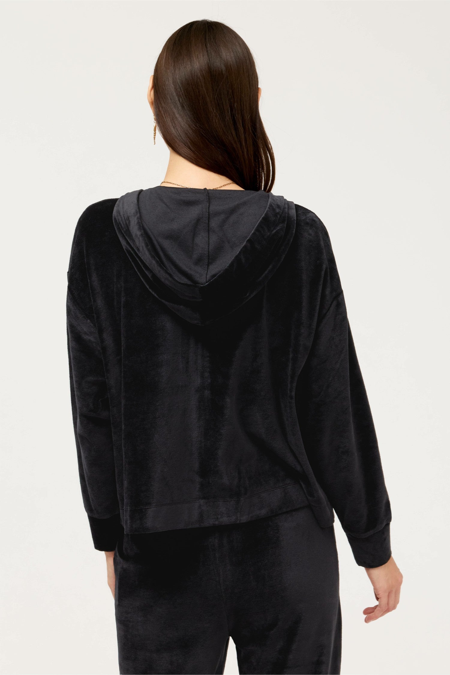 Johnny Was ESSENTIALS VELOUR LONG SLEEVE ZIP FRONT HOODIE