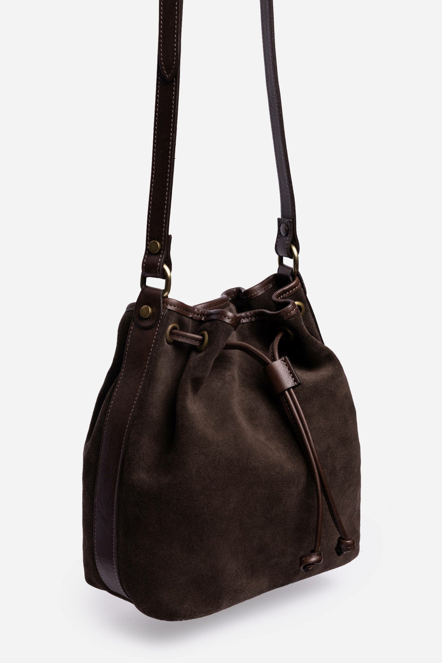 Johnny Was ITALIAN SUEDE CINCH CROSSBODY BUCKETBAG