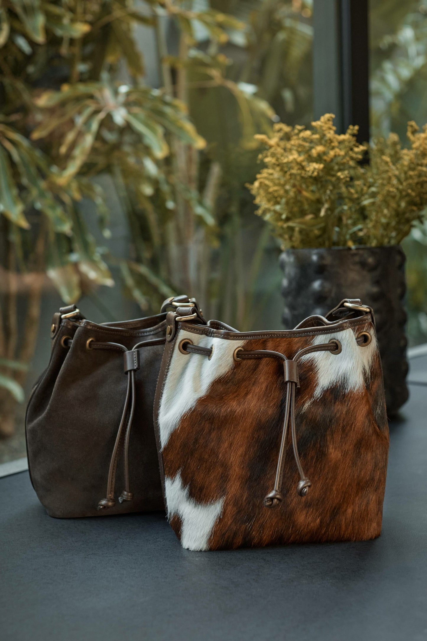 Johnny Was ITALIAN CALF HAIR CINCH CROSSBODY BUCKET