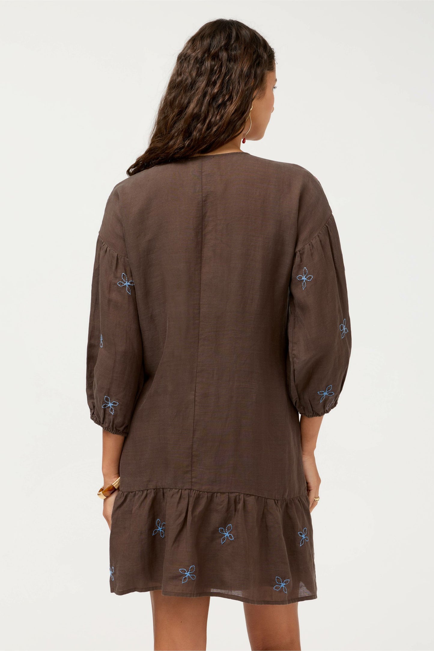 Johnny Was BISHOP SLEEVE FLOUNCE DRESS