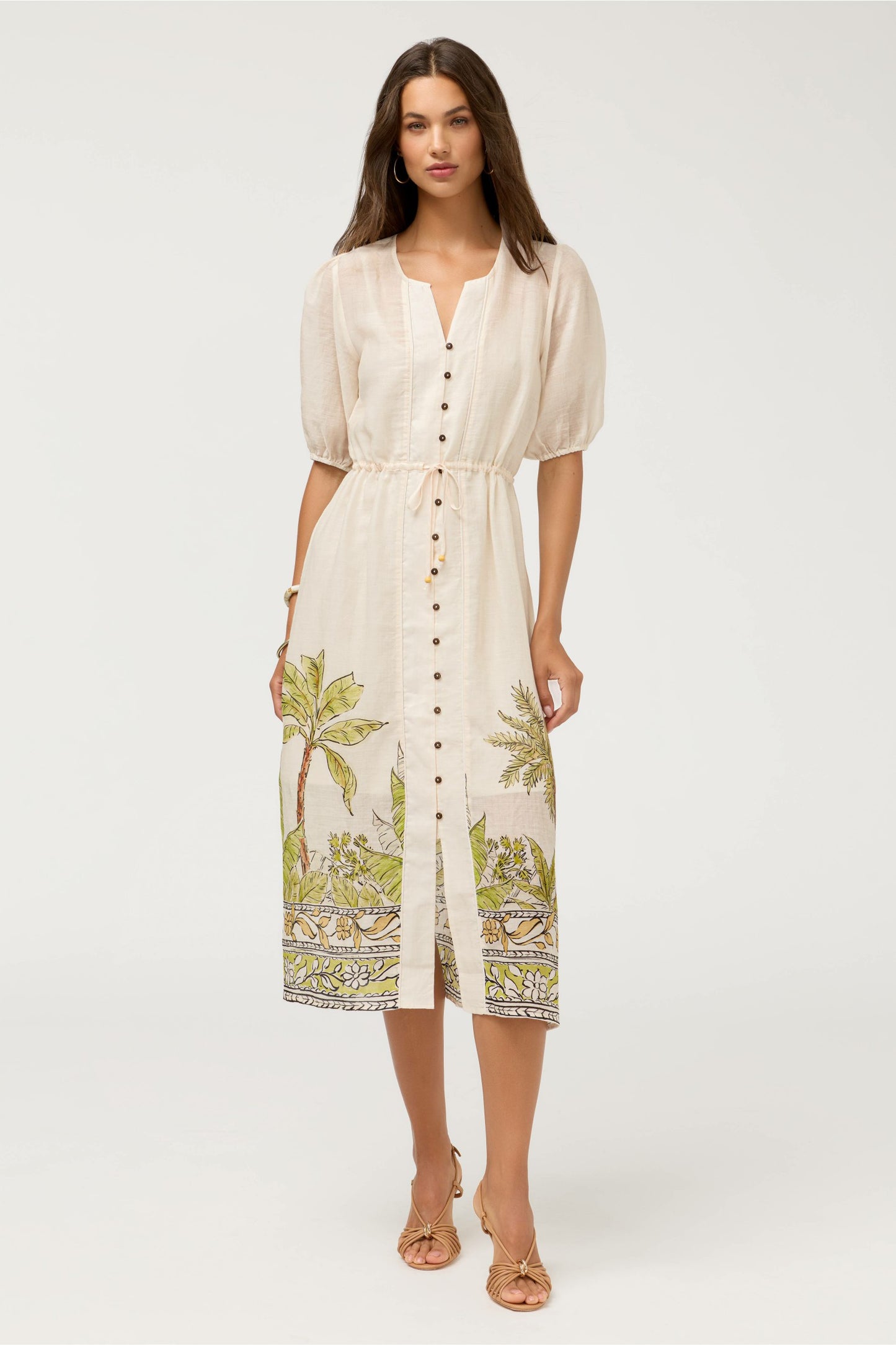 Johnny Was BUTTON FRONT DRAWSTRING DRESS