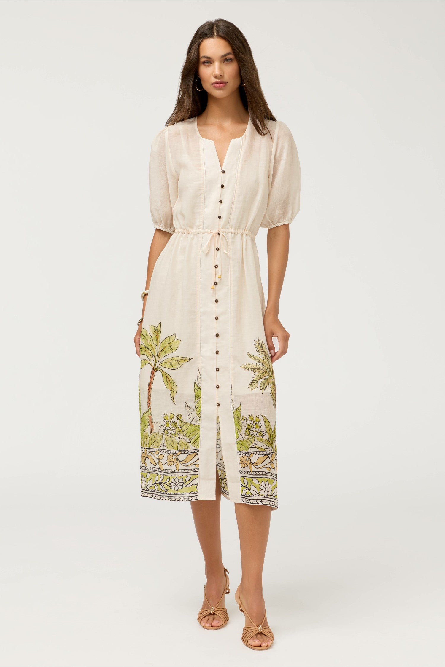 Johnny Was BUTTON FRONT DRAWSTRING DRESS