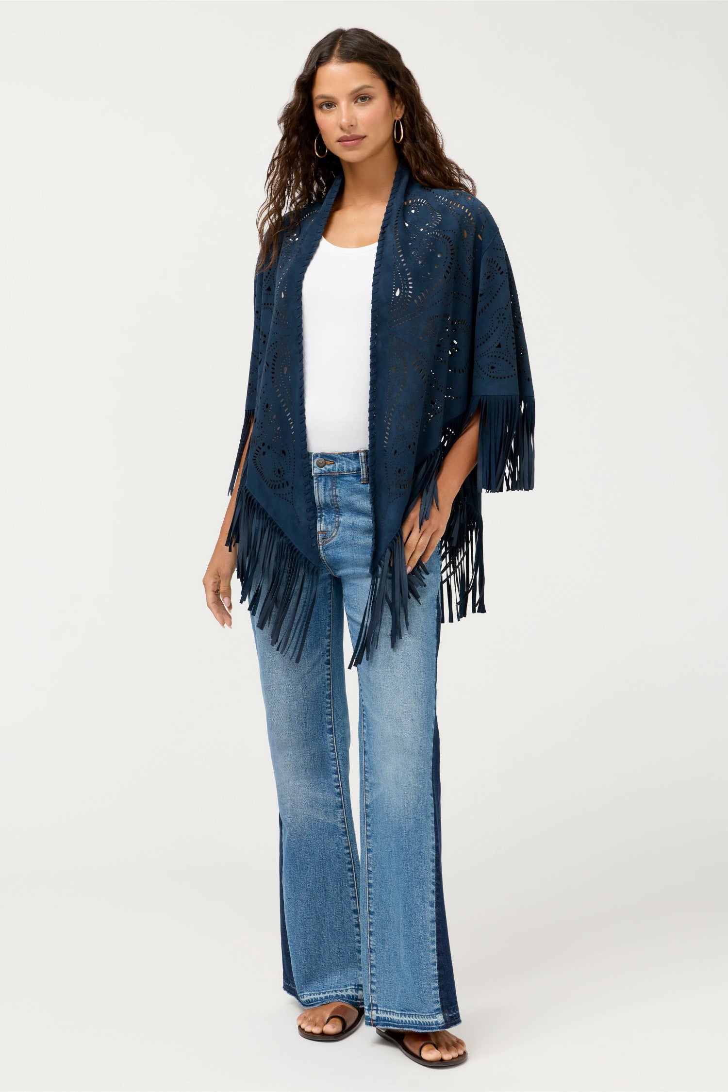 Johnny Was LASER CUT ITALIAN SUEDE PONCHO
