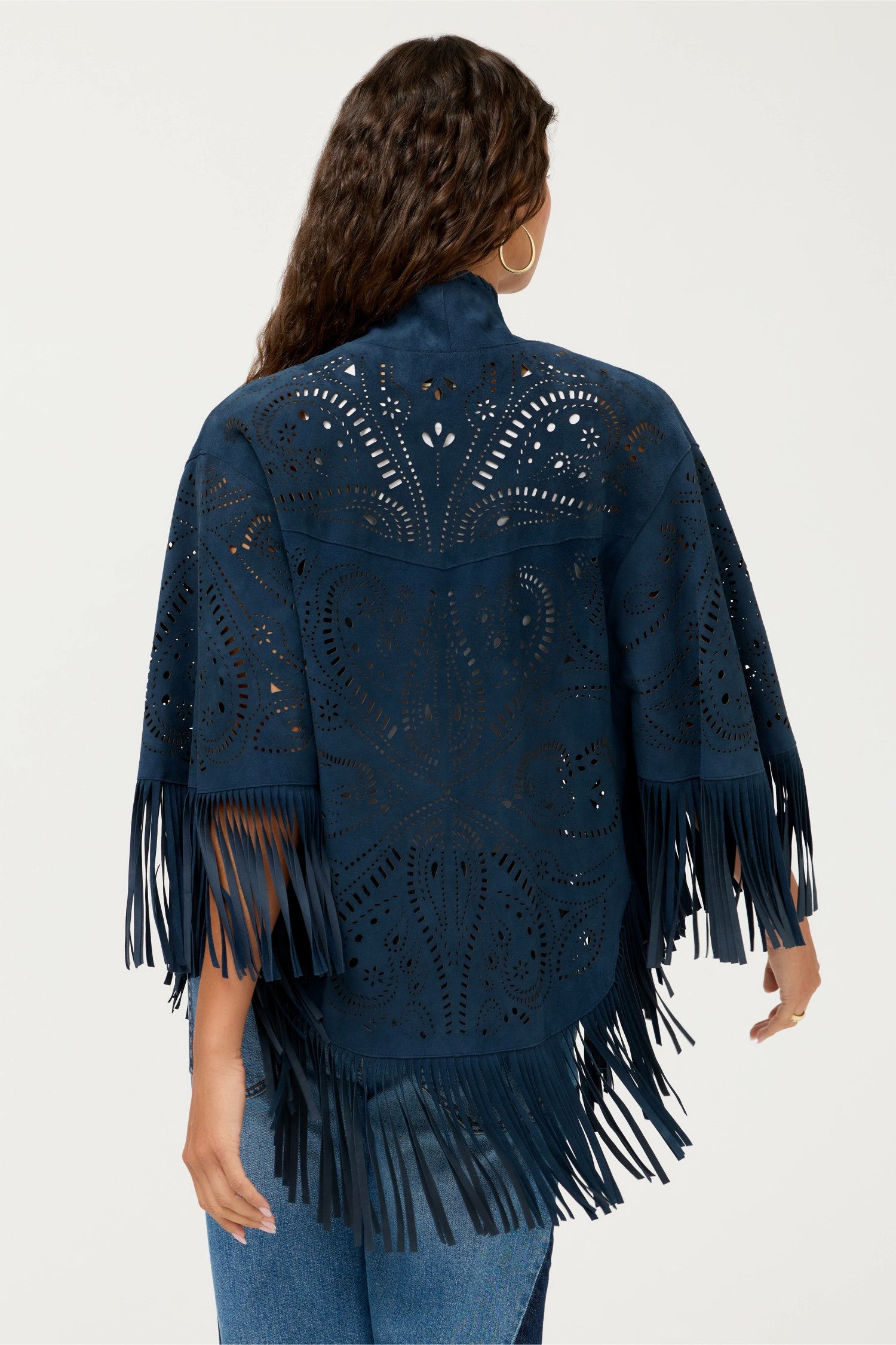 Johnny Was LASER CUT ITALIAN SUEDE PONCHO