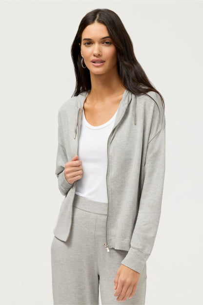 Johnny Was ESSENTIALS SEMI RELAXED LONG SLEEVE ZIP FRONT HOODIE