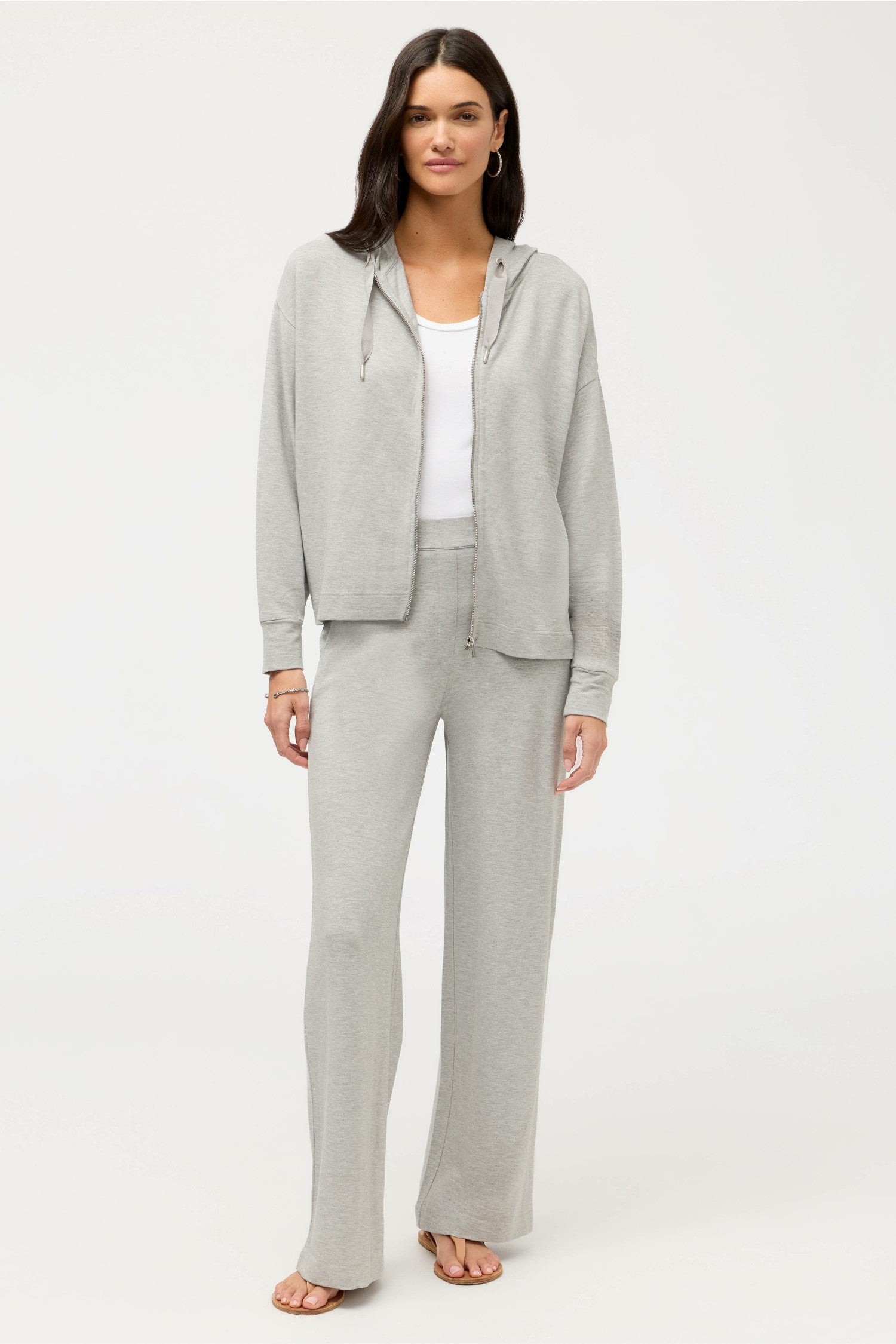 Johnny Was ESSENTIALS SEMI RELAXED LONG SLEEVE ZIP FRONT HOODIE