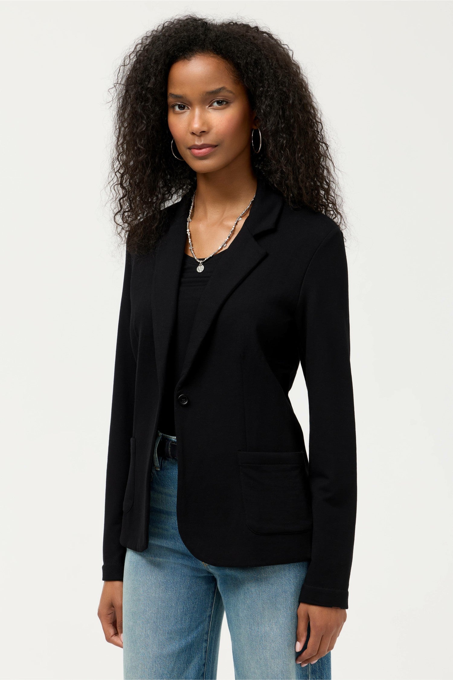 Johnny Was ESSENTIALS FRENCH TERRY ONE BUTTON BLAZER