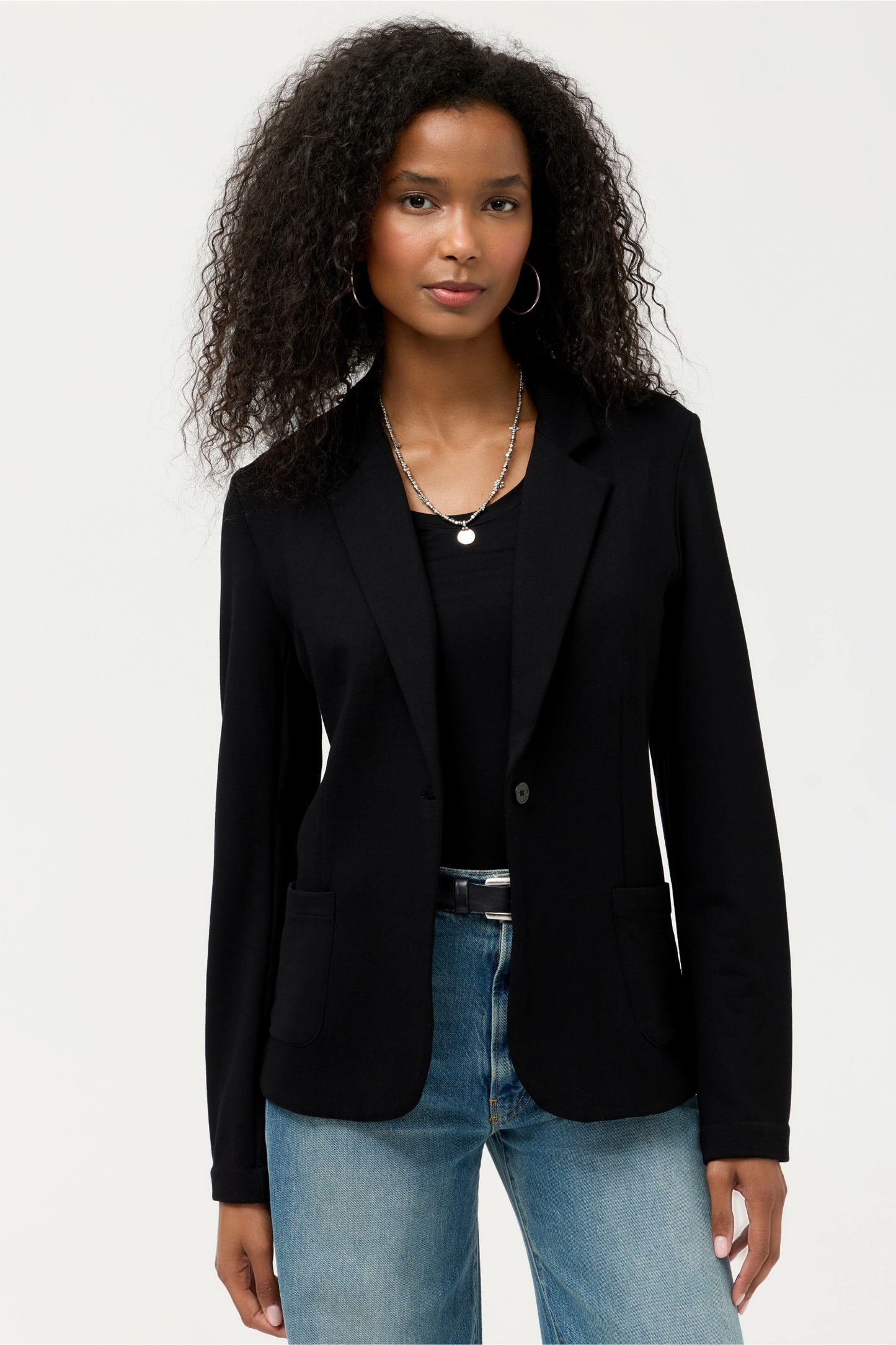 Johnny Was ESSENTIALS FRENCH TERRY ONE BUTTON BLAZER