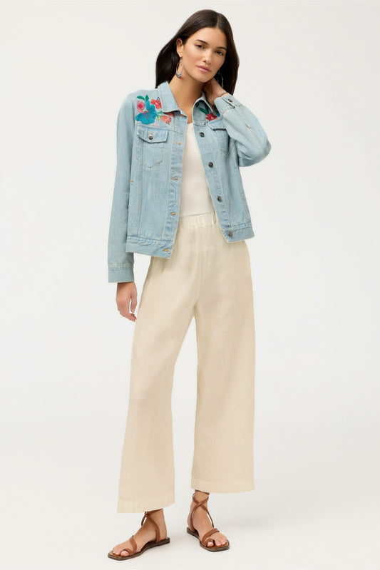 Johnny Was CROPPED LINEN PANT