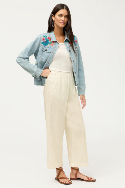 Johnny Was CROPPED LINEN PANT
