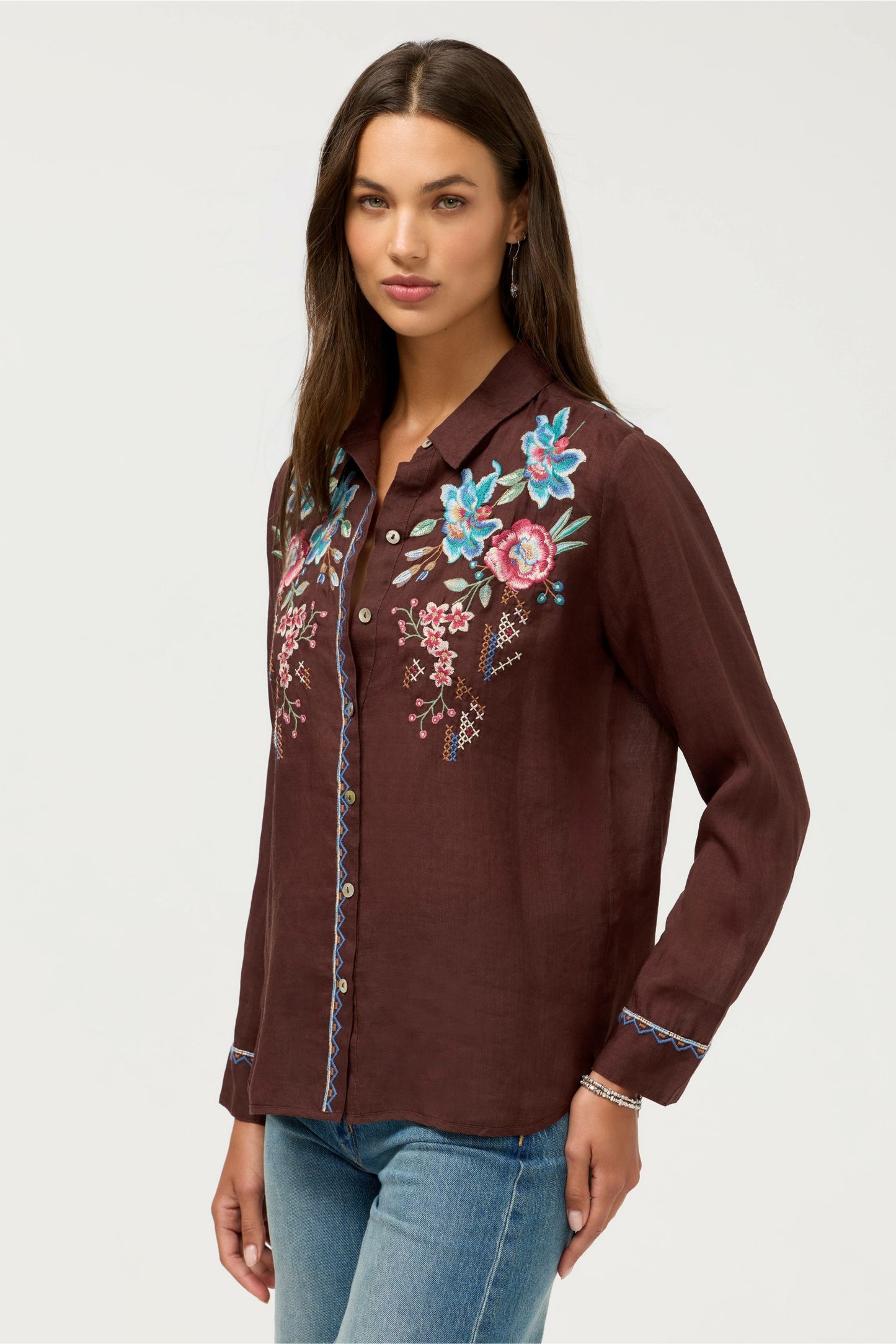 Johnny Was CONTRAST BINDING SHIRT