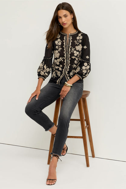 Johnny Was SCALLOP SLEEVE BLOUSE