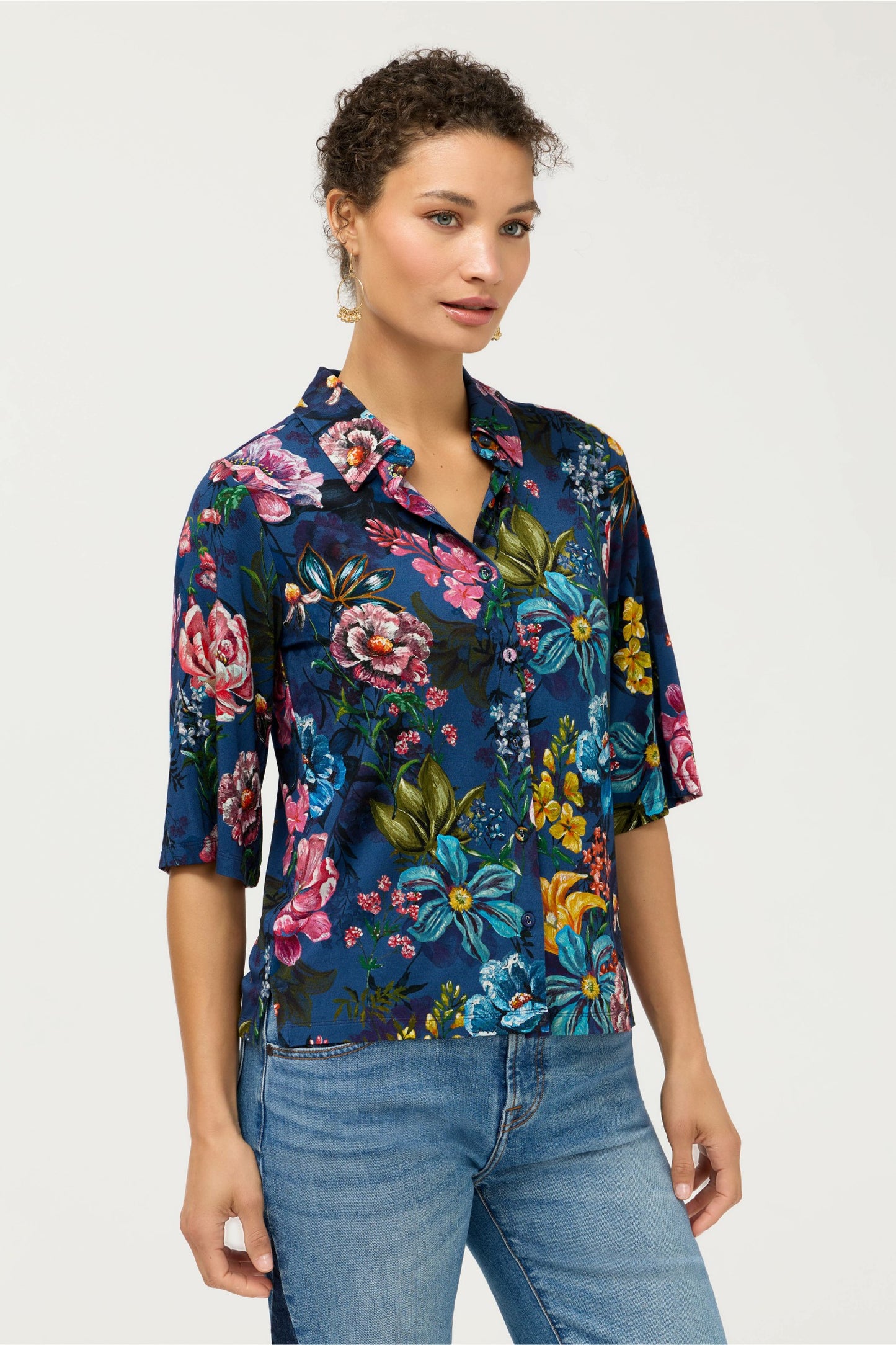 Johnny Was THE JANIE FAVORITE KIMONO SLEEVE BUTTON FRONT TOP