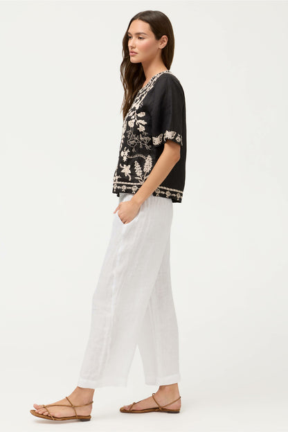 Johnny Was CROPPED LINEN PANT
