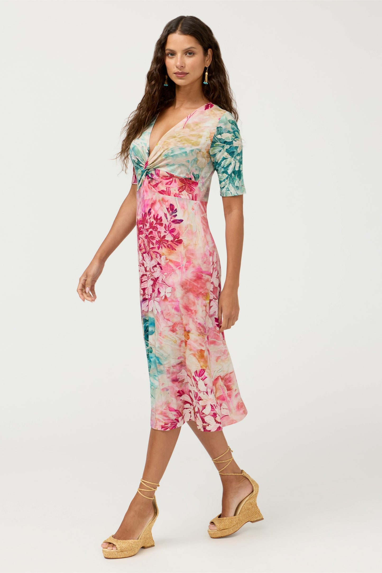 Johnny Was THE JANIE FAVORITE TWIST FRONT MIDI SWING DRESS