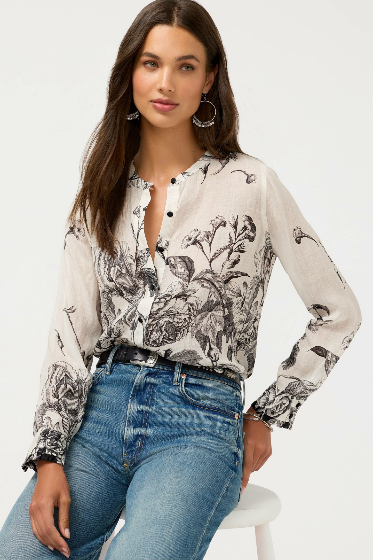 Johnny Was RUFFLE CUFF BLOUSE