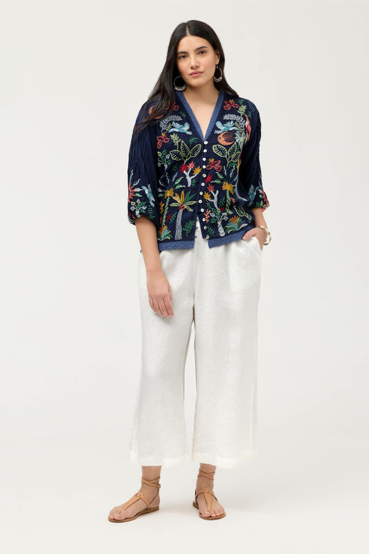 Johnny Was CROPPED LINEN PANT