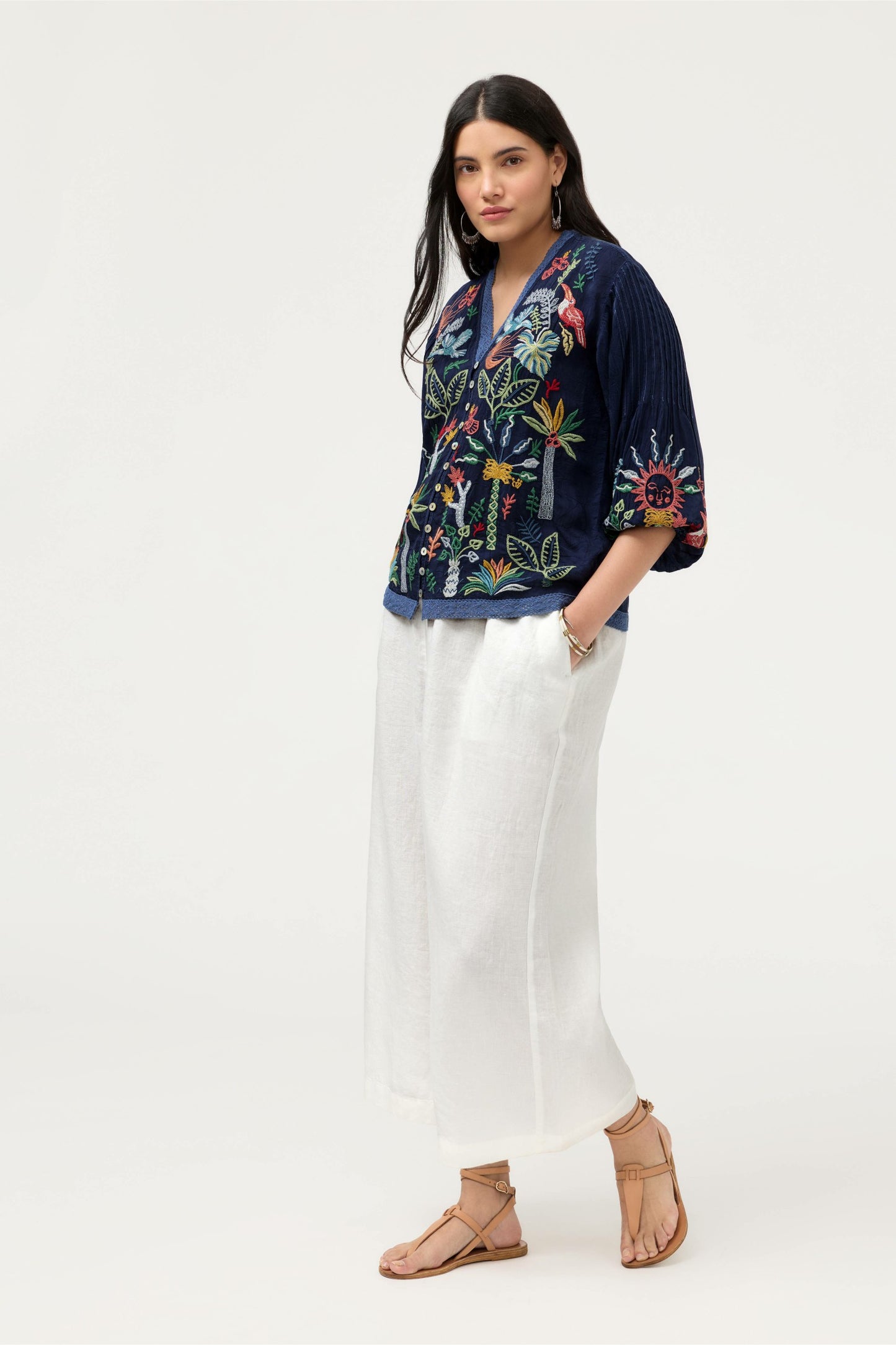 Johnny Was CROPPED LINEN PANT