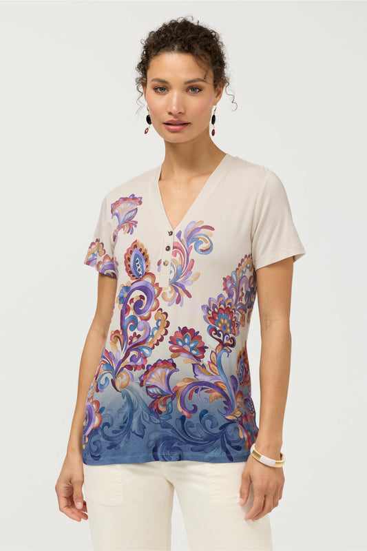 Johnny Was THE JANIE FAVORITE BUTTON NECK TEE