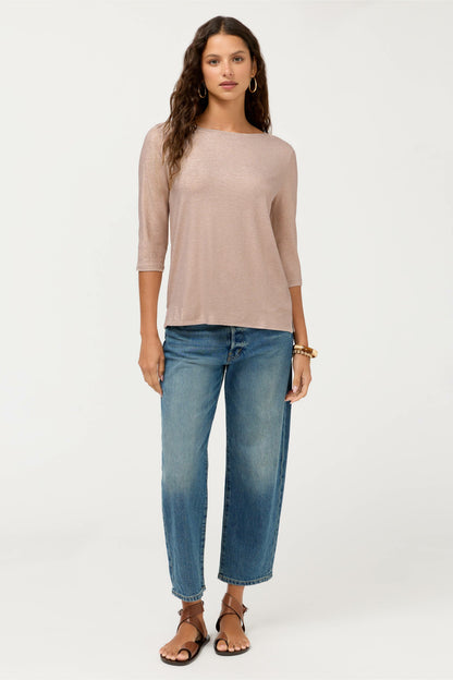 Johnny Was ESSENTIALS METALLIC 3/4 SLEEVE BOATNECK