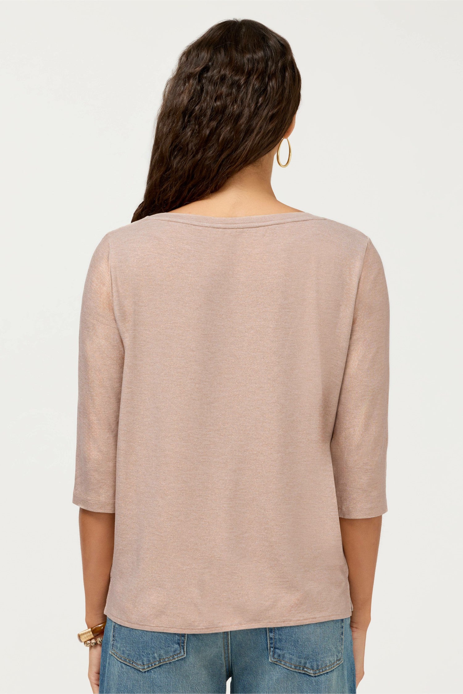 Johnny Was ESSENTIALS METALLIC 3/4 SLEEVE BOATNECK