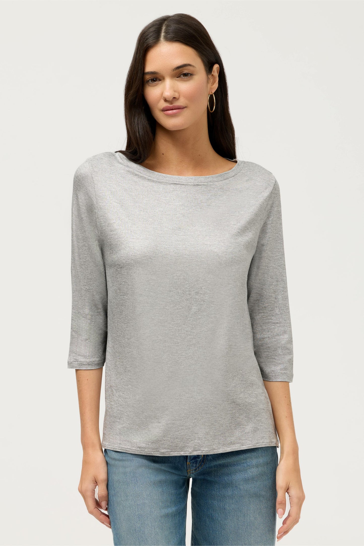 Johnny Was ESSENTIALS METALLIC 3/4 SLEEVE BOATNECK