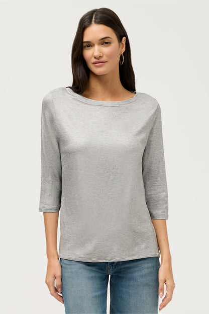 Johnny Was ESSENTIALS METALLIC 3/4 SLEEVE BOATNECK
